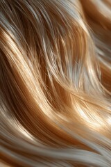 Fototapeta premium Close-up of shiny blonde and brown wavy hair texture 