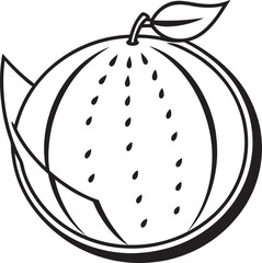 Whole and sliced fresh fruit watermelon slice thin line Icon - editable stroke
