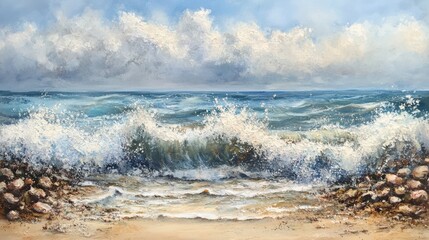 Ocean waves crashing on a shore