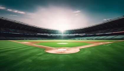 Fototapeta premium Special baseball stadium with green grass