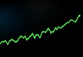 Jagged neon green line chart on black background, erratic financial data fluctuations,   statistics,   bright