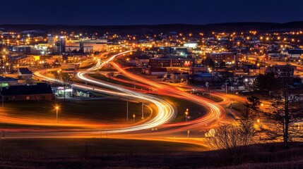 Fototapeta premium Night cityscape with light trails
