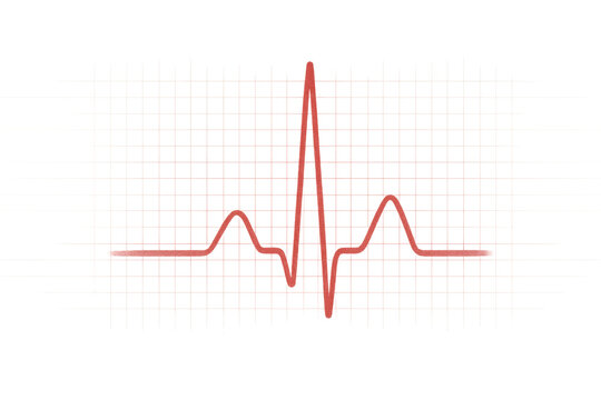 Pulsing red ecg line displaying normal cardiac rhythm, signaling healthy heart function on clean transparent background