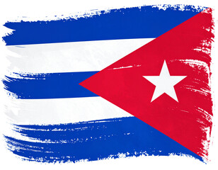 Cuban Flag in Vintage Grunge Brush Style, Distressed Artistic Look, Isolated.