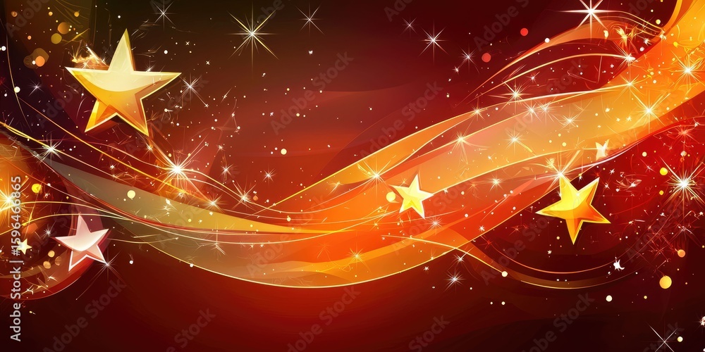 Sticker glossy vector background with overlapping stars and ribbons