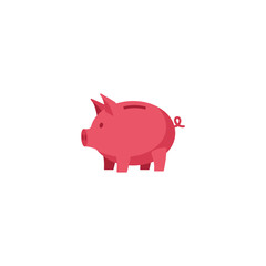 Classic pink piggy bank illustration representing financial savings, investment growth, and secure money management for future goals.
