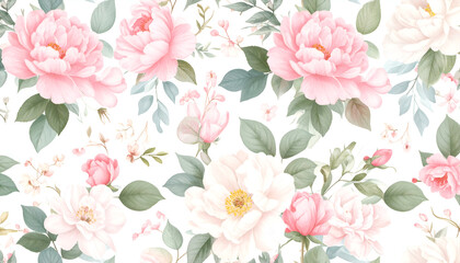 Seamless retro floral design reminiscent of mid-century home decor.