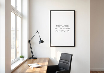 Frame Interior Canvas Wall Art Poster Room Mockup Template Blank Paper Texture