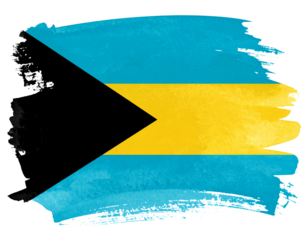 Bahamas Flag in Watercolor Brush Stroke Style, Abstract Artistic Interpretation, Isolated.