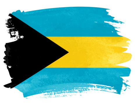 Bahamas Flag in Watercolor Brush Stroke Style, Abstract Artistic Interpretation, Isolated.
