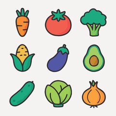 Fresh and Colorful Vegetable Icons Vector Pack