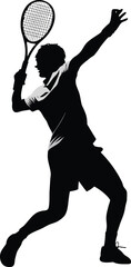Silhouette of a Tennis Player Serving the Ball