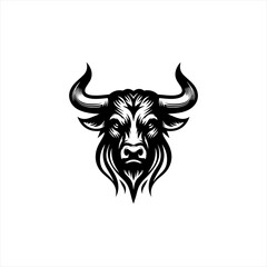 Fierce Black Bull Head Graphic Design.