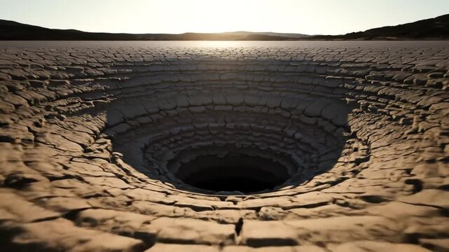 Dry earth sinkhole