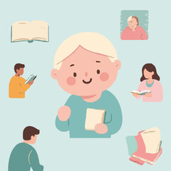 Fototapeta premium Mental Health Illustration – Self-Care, Therapy, and Emotional Support in Pastel Colors 