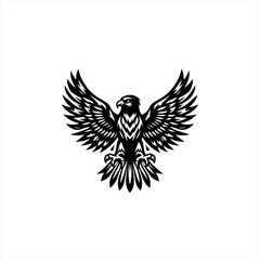 Obraz premium Majestic Black Eagle Emblem with Wings Spread Wide.