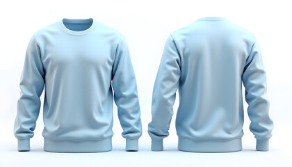 Light Blue Crewneck Pullover Displayed Front and Back View