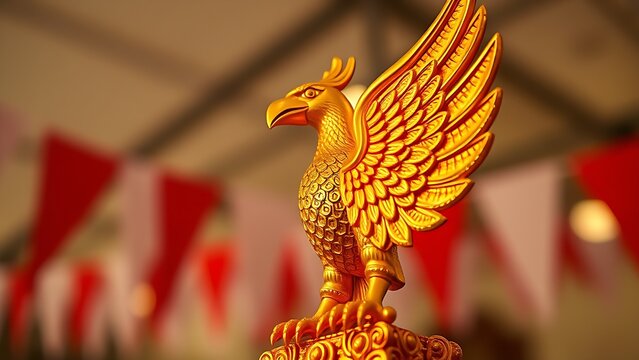 Polished red star badge on military uniform for PLA Day