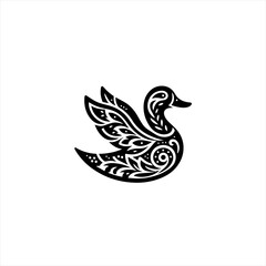 Obraz premium Ornate Black Duck Silhouette with Intricate Patterns.
