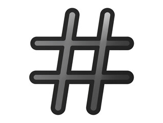 Obraz premium Minimalist Black Hashtag Icon with Thin Lines Flat Vector Style Transparent PNG