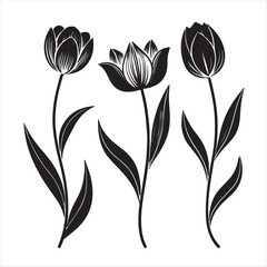 tulip flower silhouette vector minimalist black
