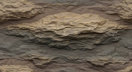 Fototapeta premium Close-up view of layered sedimentary rock formation, showing textured surfaces and natural patterns.