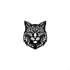 Obraz premium Stylized Black and White Cat Face Illustration.