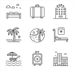 hotel Set of web icons in line style 
