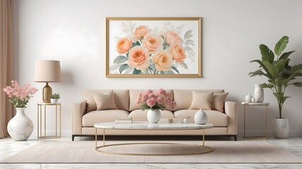 Modern interior living room features . 