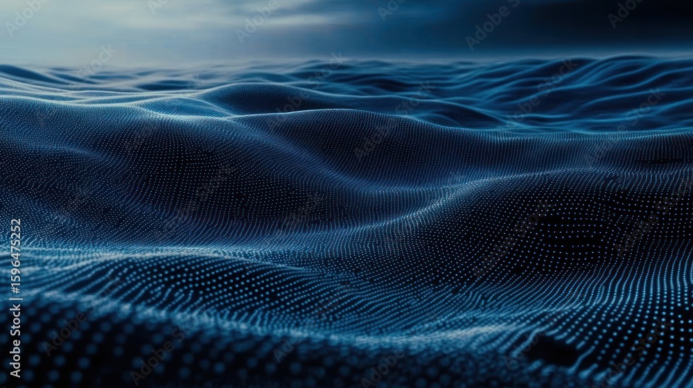 Poster digital data waves abstract blue tech background with light highlights