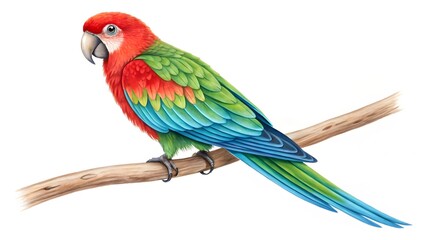 A colorful macaw parrot perched on a branch