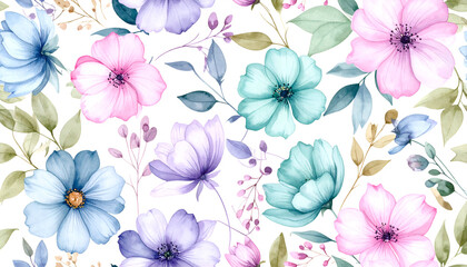 Soft floral illustration in a repeating hand-drawn layout.