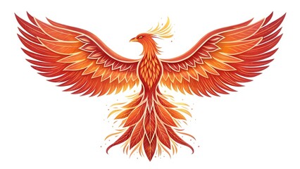 Obraz premium A majestic phoenix with fiery wings spread wide