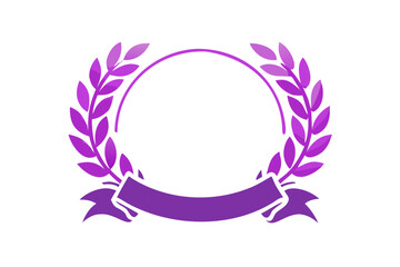 Obraz premium Purple laurel wreath vector design with ribbon banner for graphic design needs
