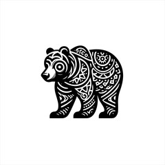 Fototapeta premium Stylized Black Bear with Intricate Tribal Patterns.