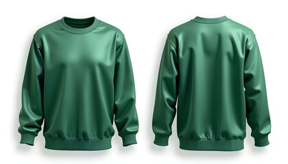 Green Sweatshirt Front and Back View Mockup on White