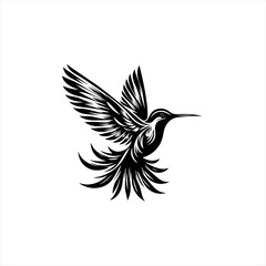 Obraz premium Stylized Black Hummingbird in Flight.