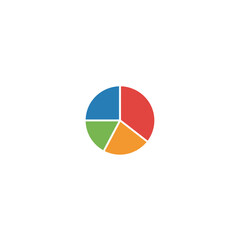 Fototapeta premium Colorful pie chart representing business data analysis and financial statistics with equal sections for infographics.