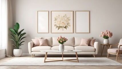 Bohemian living room interior - 3d render stock photo