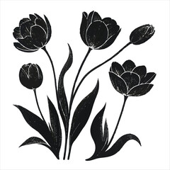 tulip flower silhouette vector minimalist black