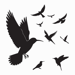 Silhouette of Birds in Flight, a Vector Design