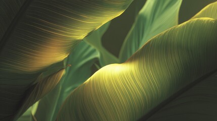 A macro shot of a banana leaf texture, Abstract micro leaf, used for a presentation slide, and a wallpaper  © Sutasinee