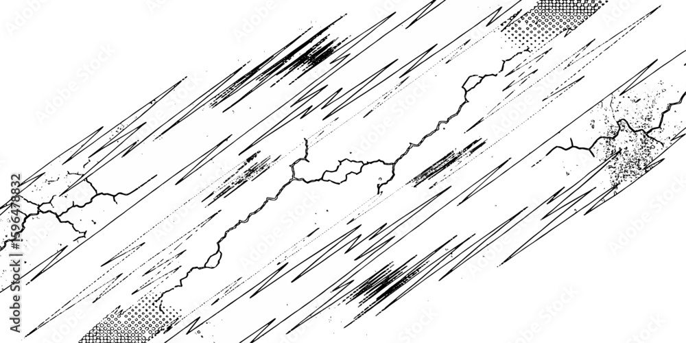 Aufkleber black and white abstract background with cracks, dots, and diagonal lines adding a grunge style look