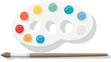 Painters Palette with Paintbrush and Assorted Colors