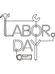 Labor Day Monoline Typography Illustration