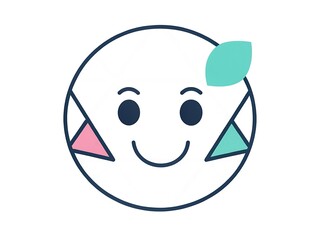 Fototapeta premium Minimal Flat Vector Icon of Smiling Face Composed of Geometric Shapes Representing Emotion Tracker, User Feedback or Friendly Interface in Simple Design Style