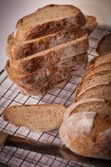 Freshly Baked Whole Wheat Bread Slices on a Cooling Rack
