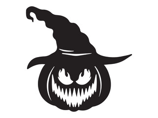 Hand Drawn Halloween Witch Hat Pumpkin Outline