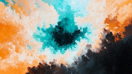 Naklejka premium abstract space scene of vivid cosmic clouds with contrasting colors in the night sky