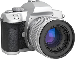 3D camera icon isolated on transparent background. PNG